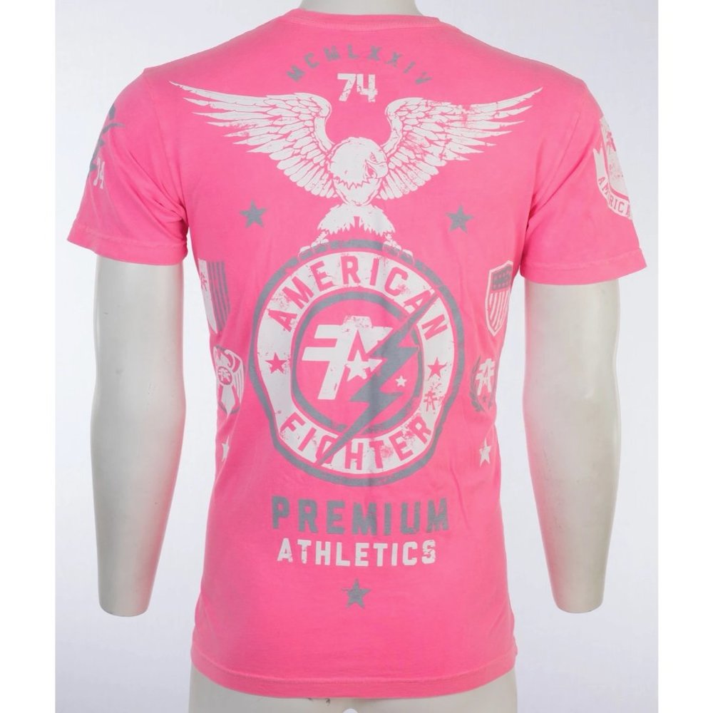 AMERICAN FIGHTER Men's T-Shirt MADISON Athletic Biker GYM Pink MMA - Picture 6 of 10